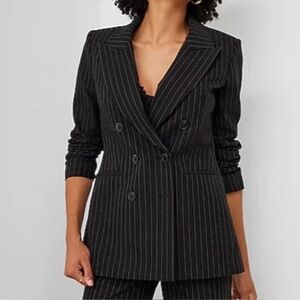 Express Women's Black Pinstripe Double-Breasted Blazer